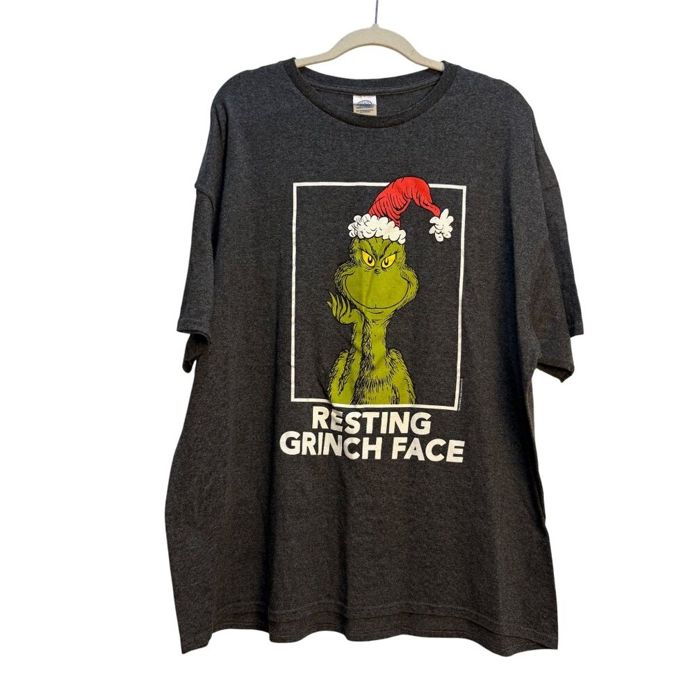 Grinch Resting Face‎ Graphic T-Shirt 2XL Delta Pro Weight Gray